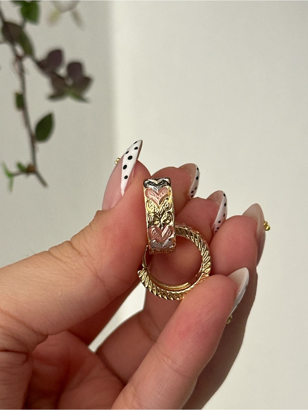 NWT Gold and Rose-Tone Engraved Hoop Earrings